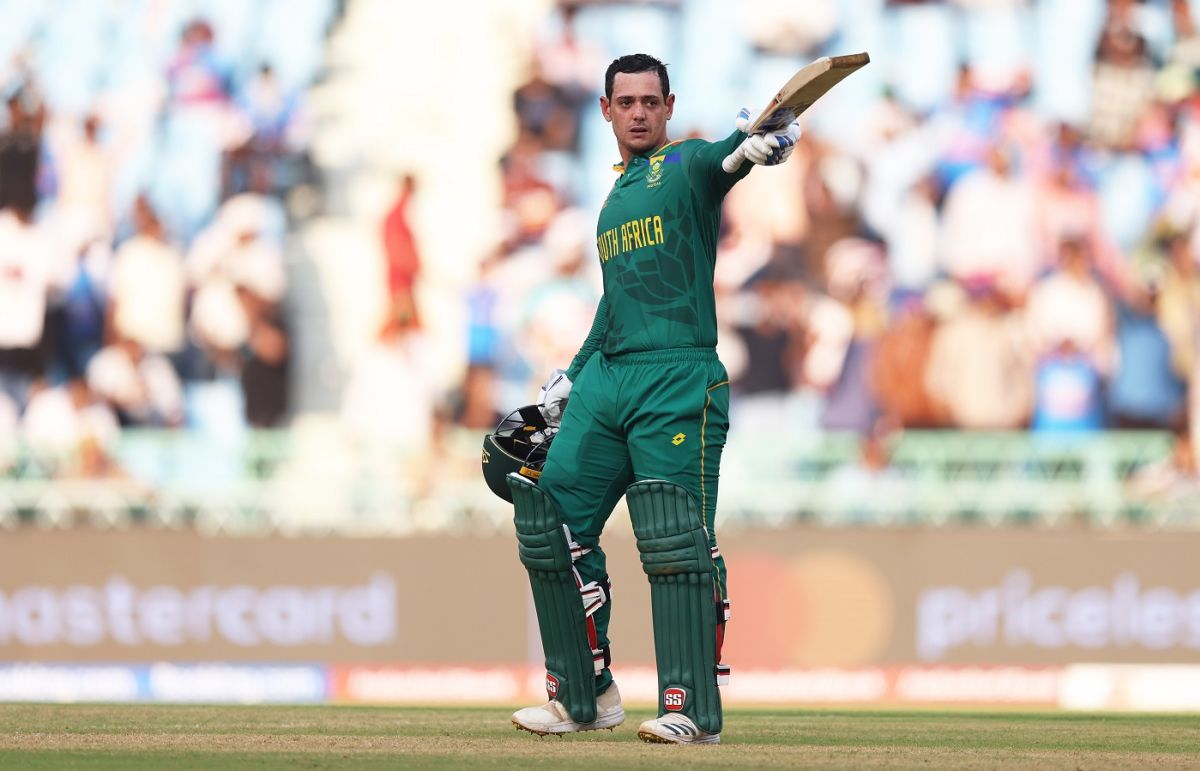 Quinton de Kock brought up his second successive World Cup ton with a six, Australia vs South Africa, Men's ODI World Cup 2023, Lucknow, October 12, 2023
