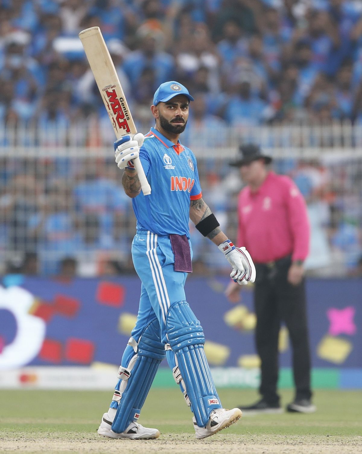 Virat Kohli celebrates his fifty, India vs South Africa, Men's ODI World Cup, November 5, 2023