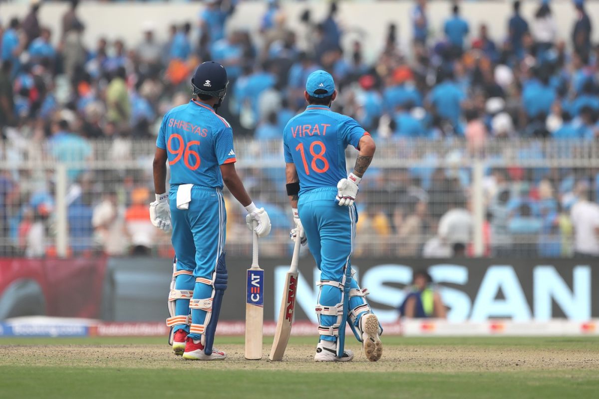 Virat Kohli and Shreyas Iyer put on a 134-run stand for the third wicket, India vs South Africa, Men's ODI World Cup, November 5, 2023