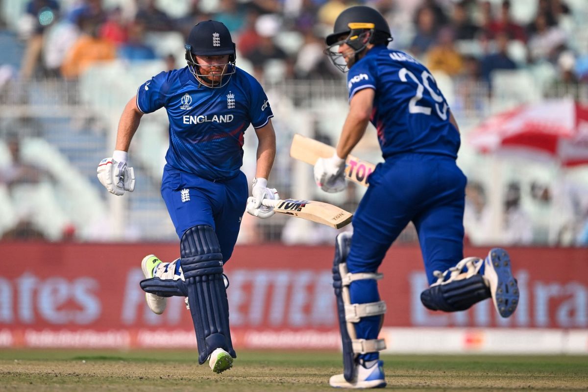 Dawid Malan and Jonny Bairstow put on a brisk opening stand, England vs Pakistan, Men's ODI World Cup, Kolkata, November 11, 2023