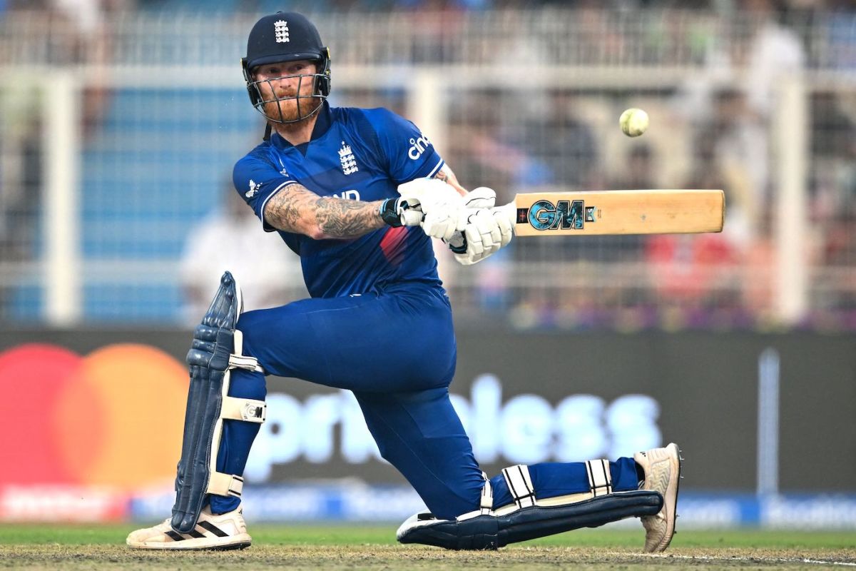 Ben Stokes swats the ball, England vs Pakistan, World Cup, Kolkata, November 11, 2023