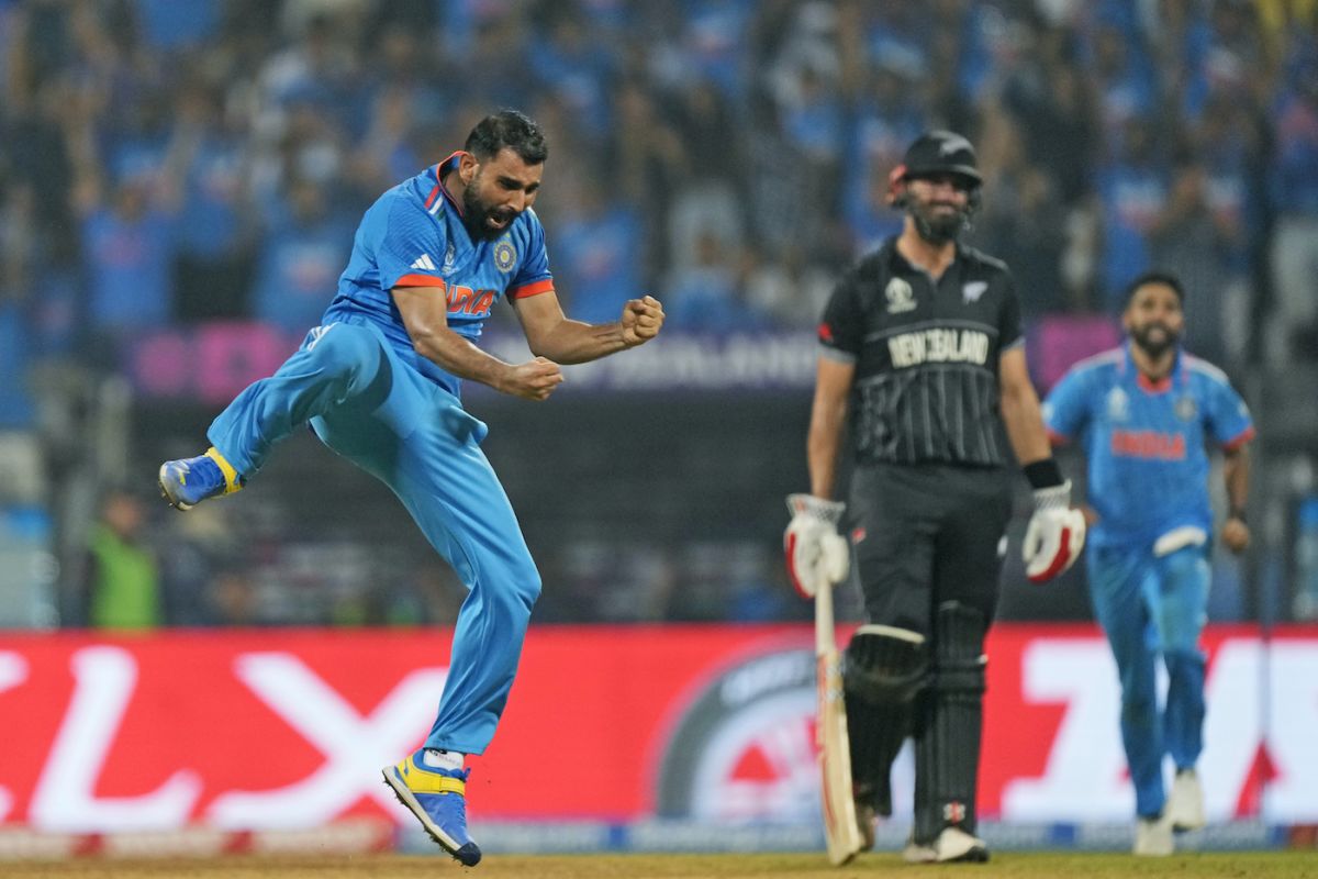 Mohammed Shami knocked over New Zealand's top order, India vs New Zealand, ICC Men's World Cup 2023, 1st semi-final, Mumbai, November 15, 2023