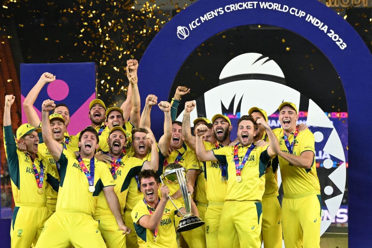 Australia celebrate their sixth men's ODI World Cup win, India vs Australia, Men's ODI World Cup final, Ahmedabad, November 19, 2023