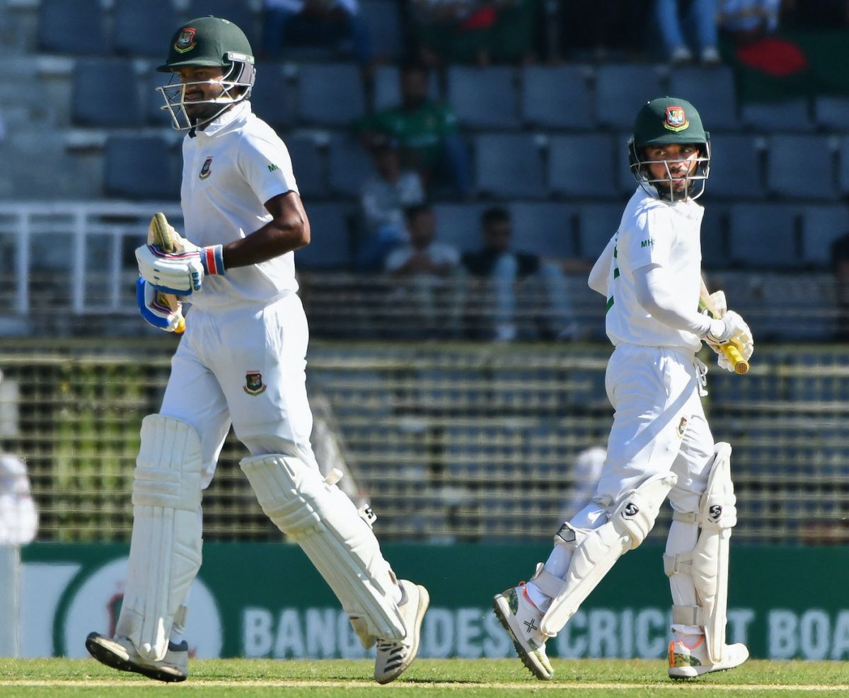 Mahmudul Hasan Joy and Mominul Haque put on 88 off 171 balls for the third wicket, Bangladesh vs New Zealand, 1st Test, first day, Sylhet, November 28, 2023