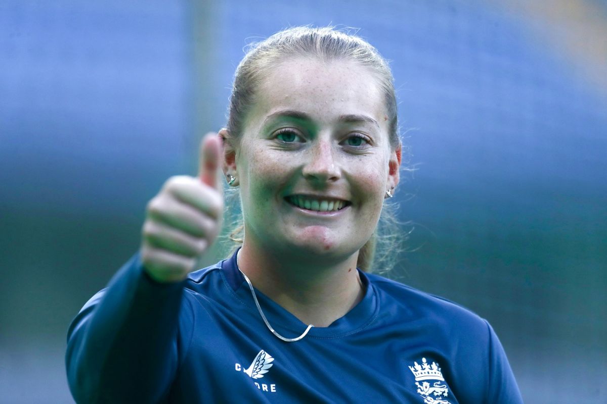 Thumbs up from Sophie Ecclestone after she returns to the England side ...