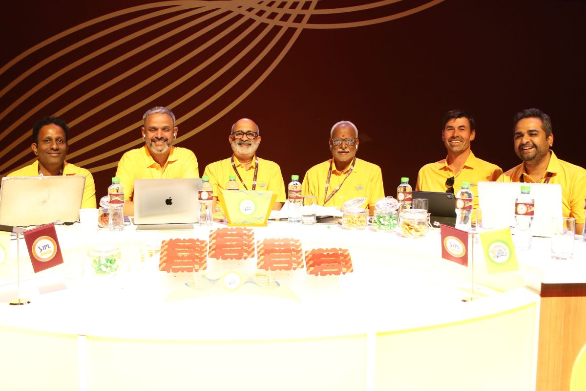 The Chennai Super Kings table at the IPL 2024 auction