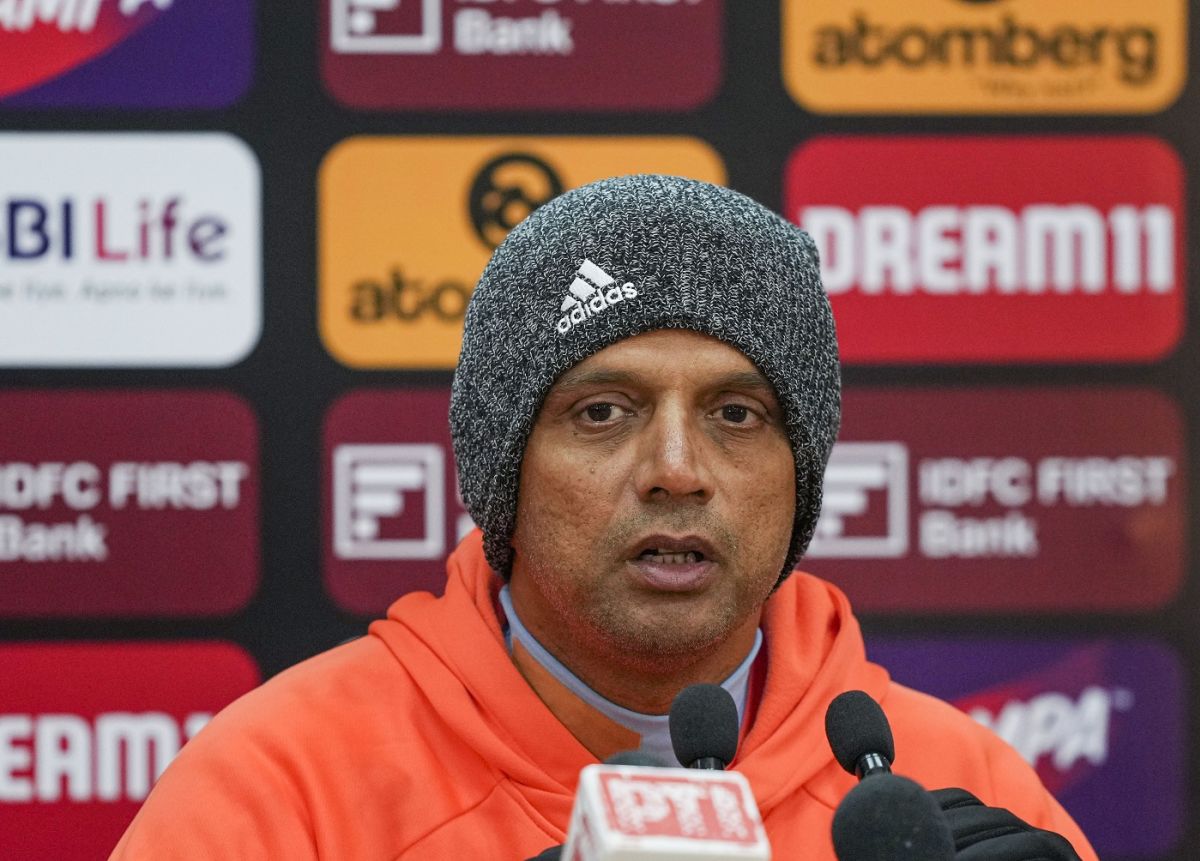 Rahul Dravid sports a beanie at his press conference