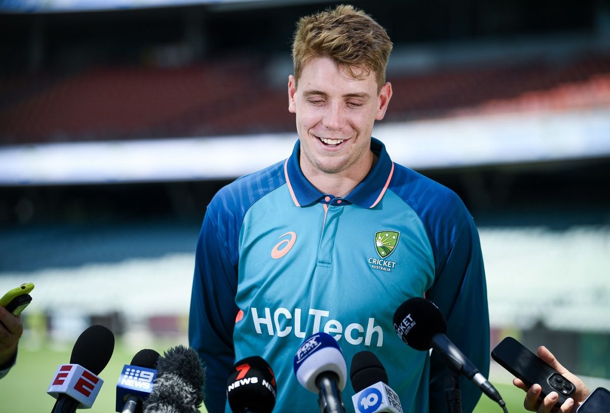 Cameron Green speaks to the media