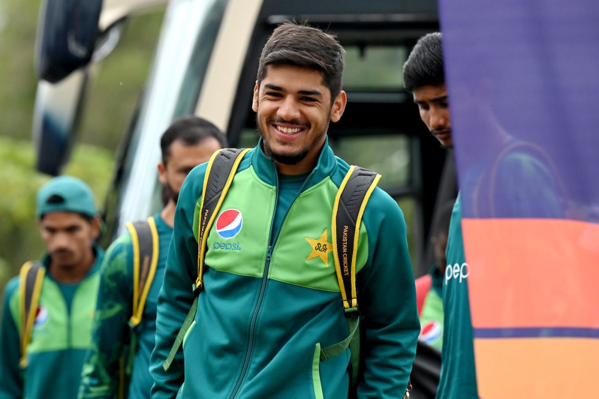 Shahzaib Khan arrives for Pakistan's match against New Zealand