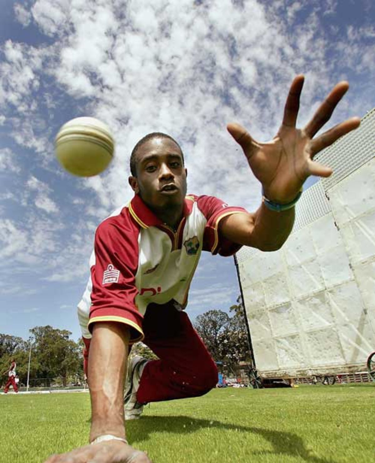 Xavier Marshall during catching practice at the Junction Oval, Melbourne, January 3, 2005