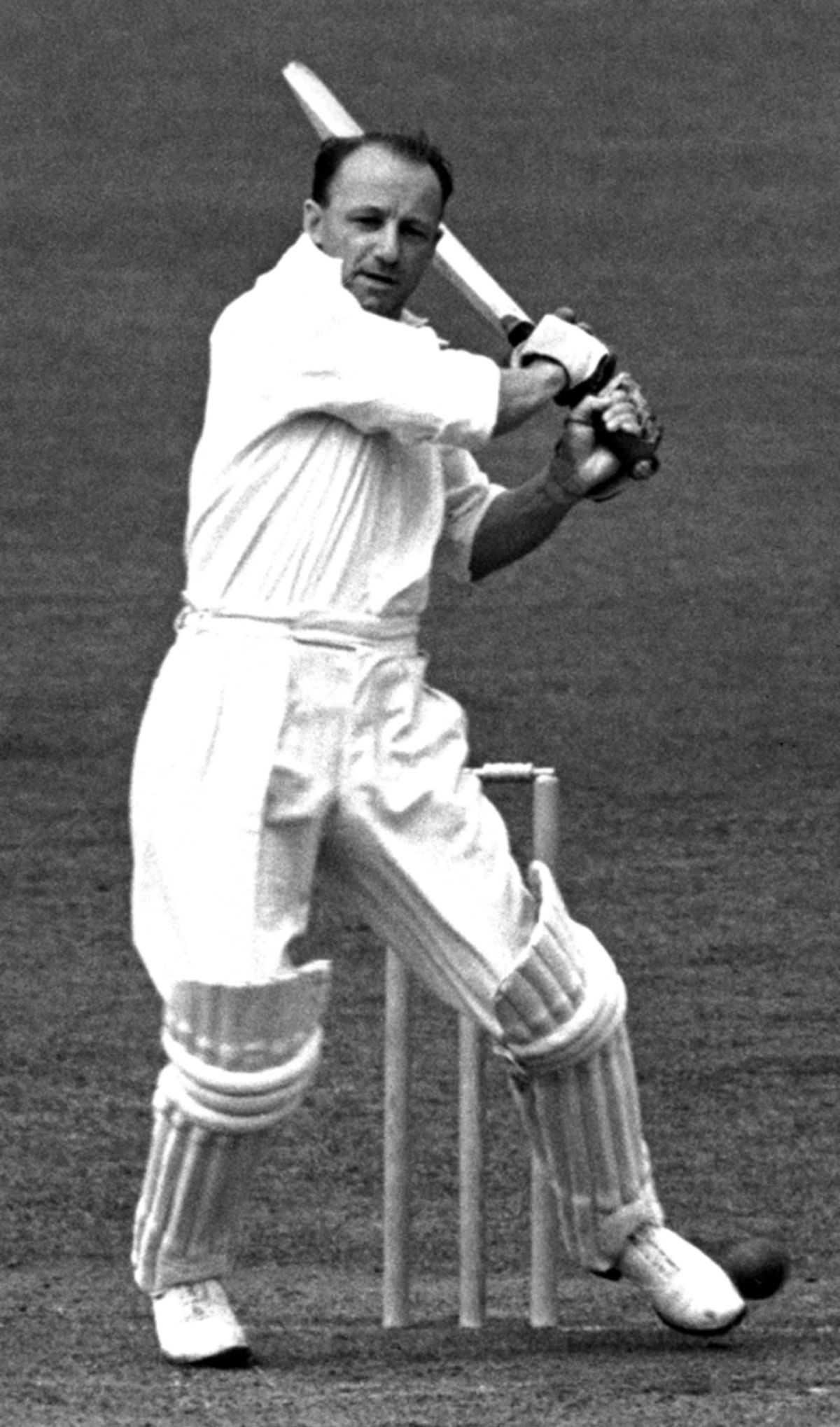 Don Bradman batting in 1948