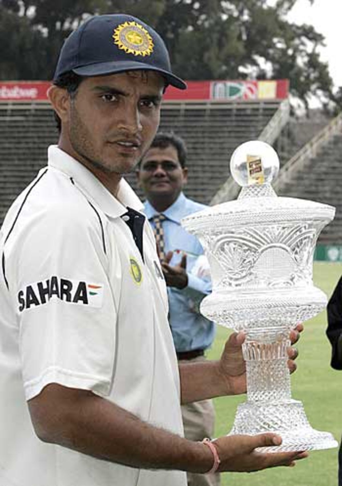 Sourav Ganguly Holds The Winner S Trophy Espncricinfo
