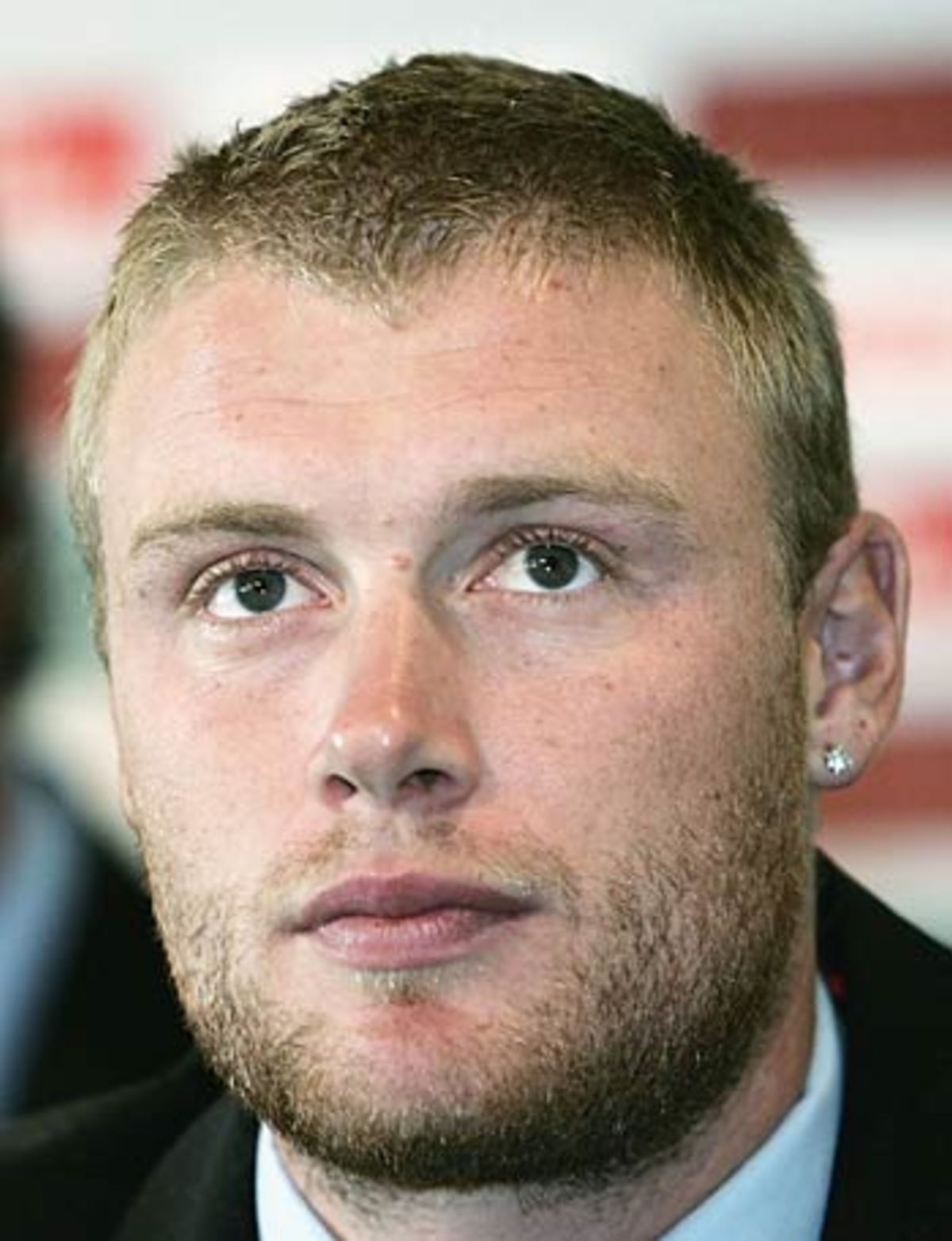 A pensive Andrew Flintoff at the unveiling of the ICC Super Series ...