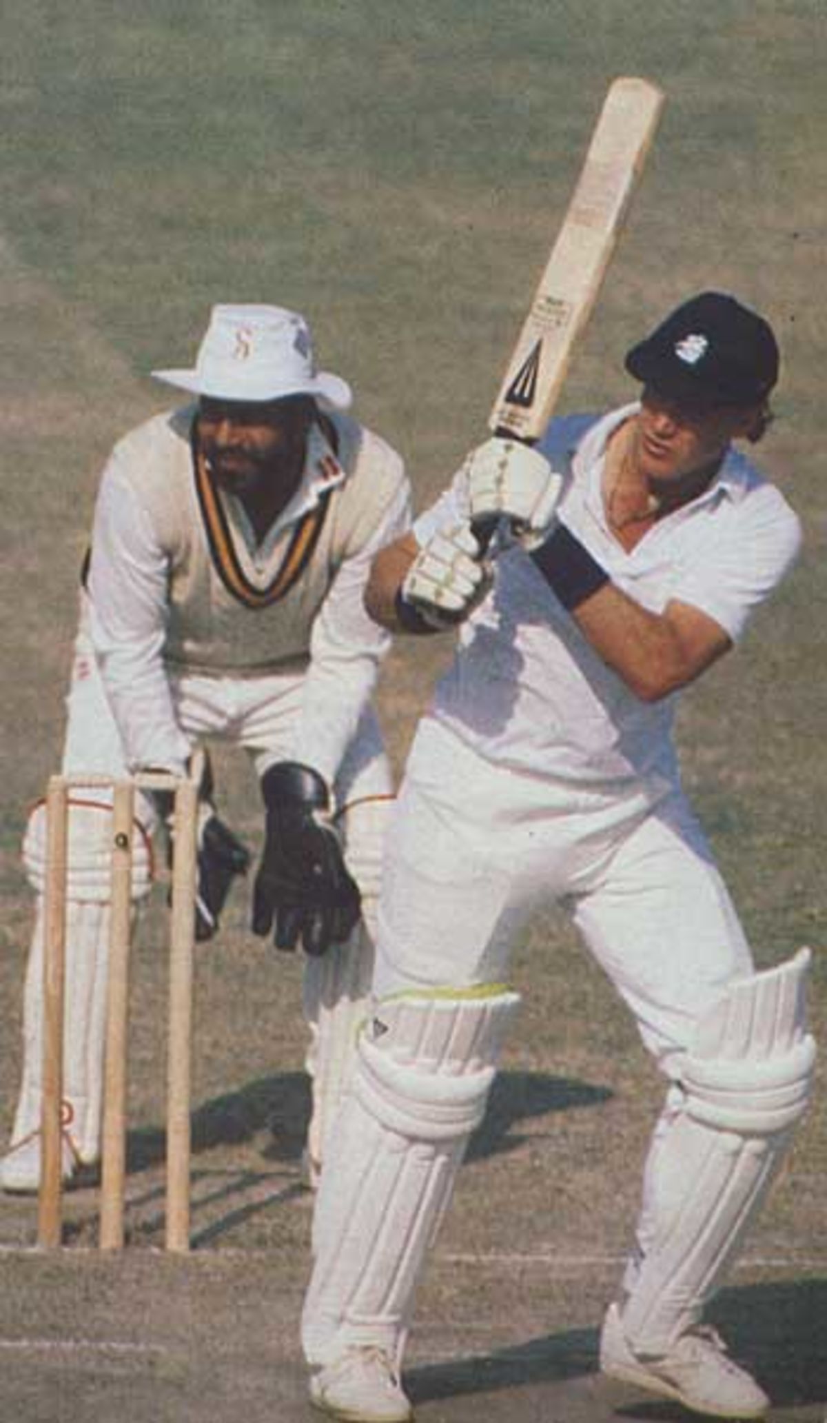 Before the storm: Chris Broad on his way to 116, Pakistan v England, 2nd Test, Faisalsbad, December 8, 1987
