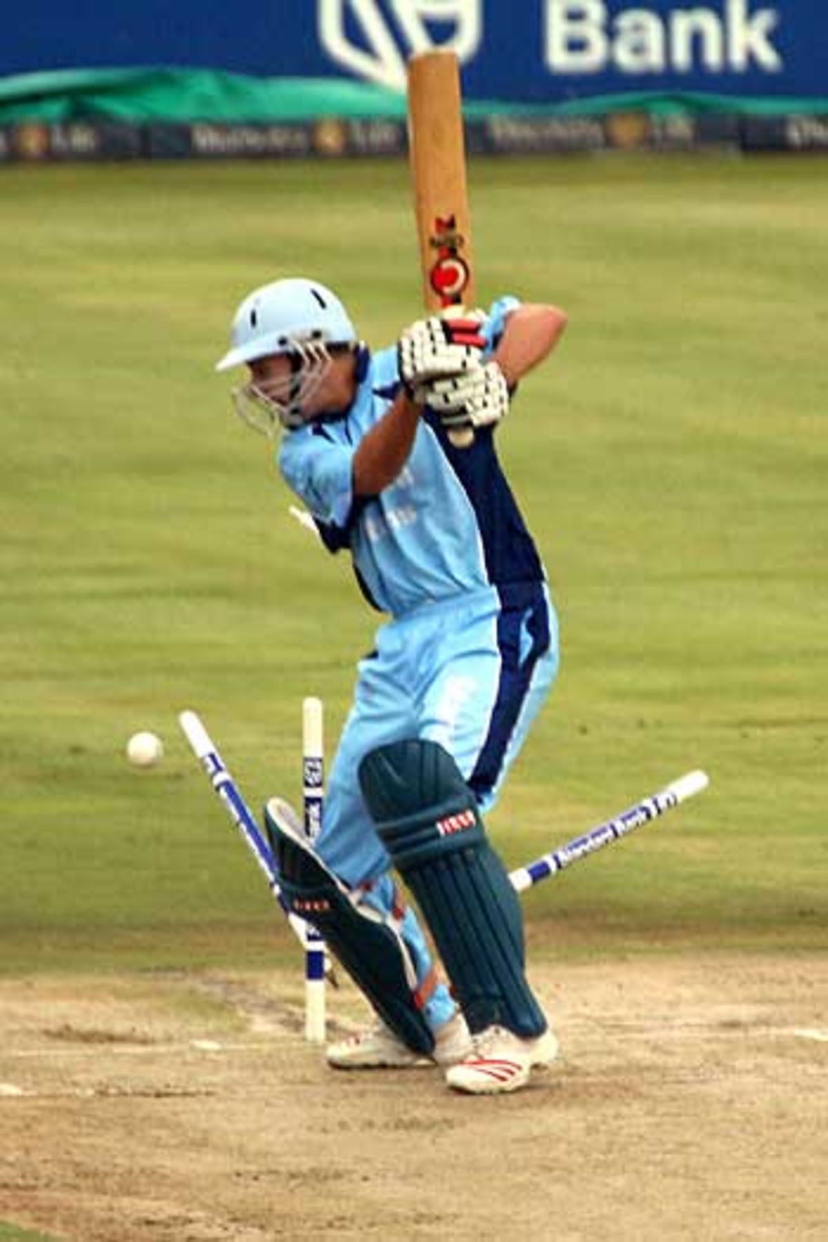 Martin van Jaarsveld has his stumps rearranged