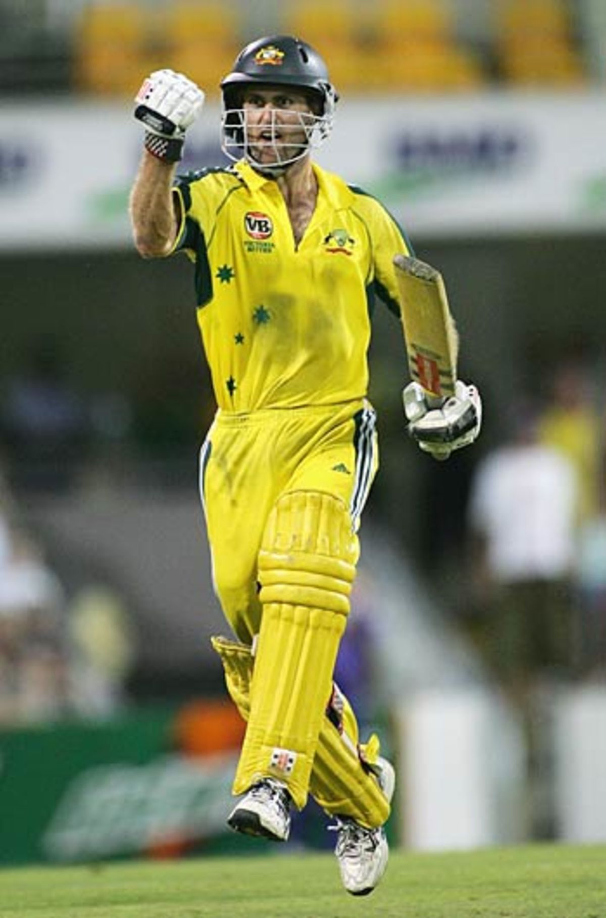 Simon Katich celebrates his century which powered Australia to a series win, 3rd Final, Brisbane, February 14, 2006