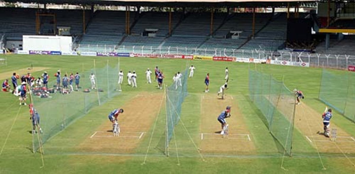 A  general view of England in the nets, Wankhede Stadium, Mumbai, March 17 2006
