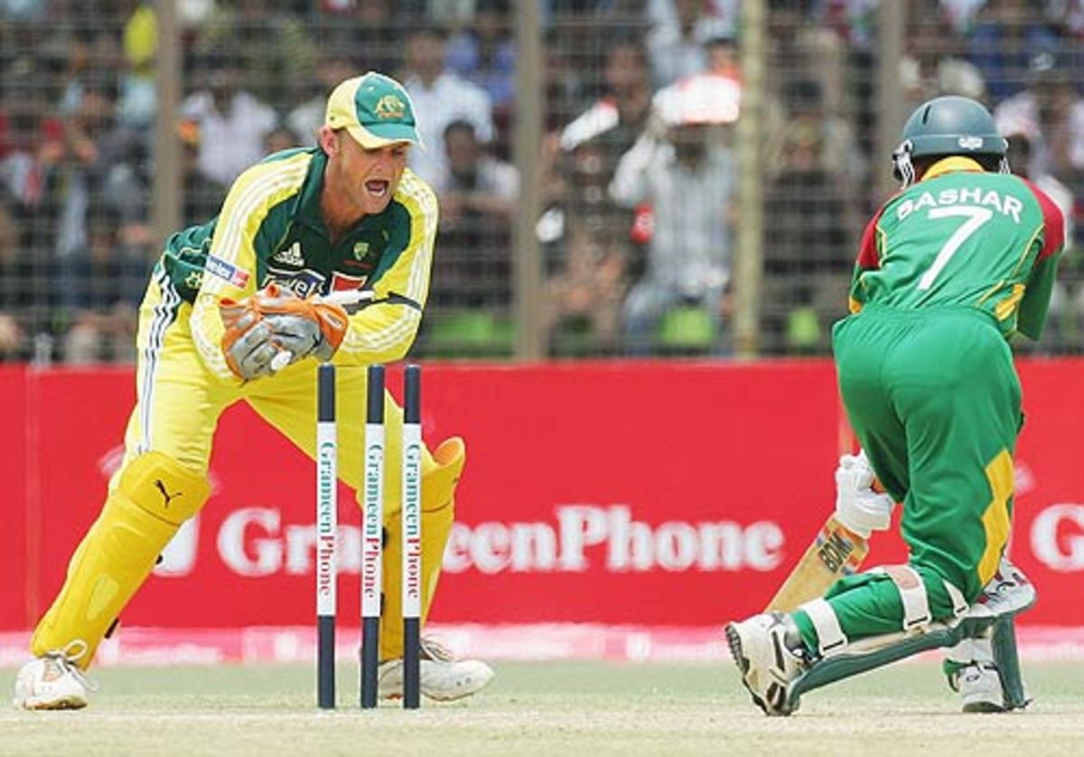 Habibul Bashar is stumped off Brad Hogg | ESPNcricinfo.com