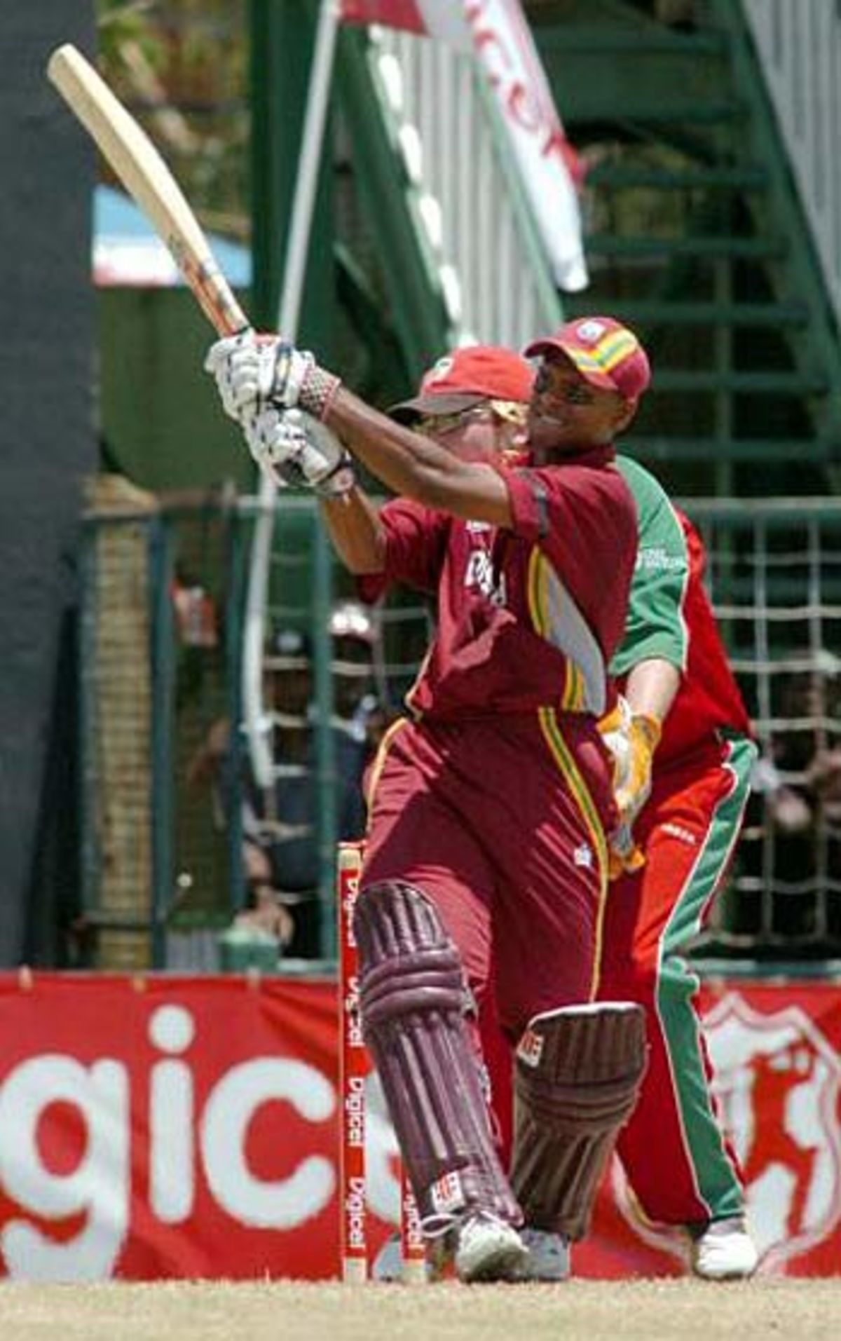 Shivnarine Chanderpaul smacks a six over midwicket