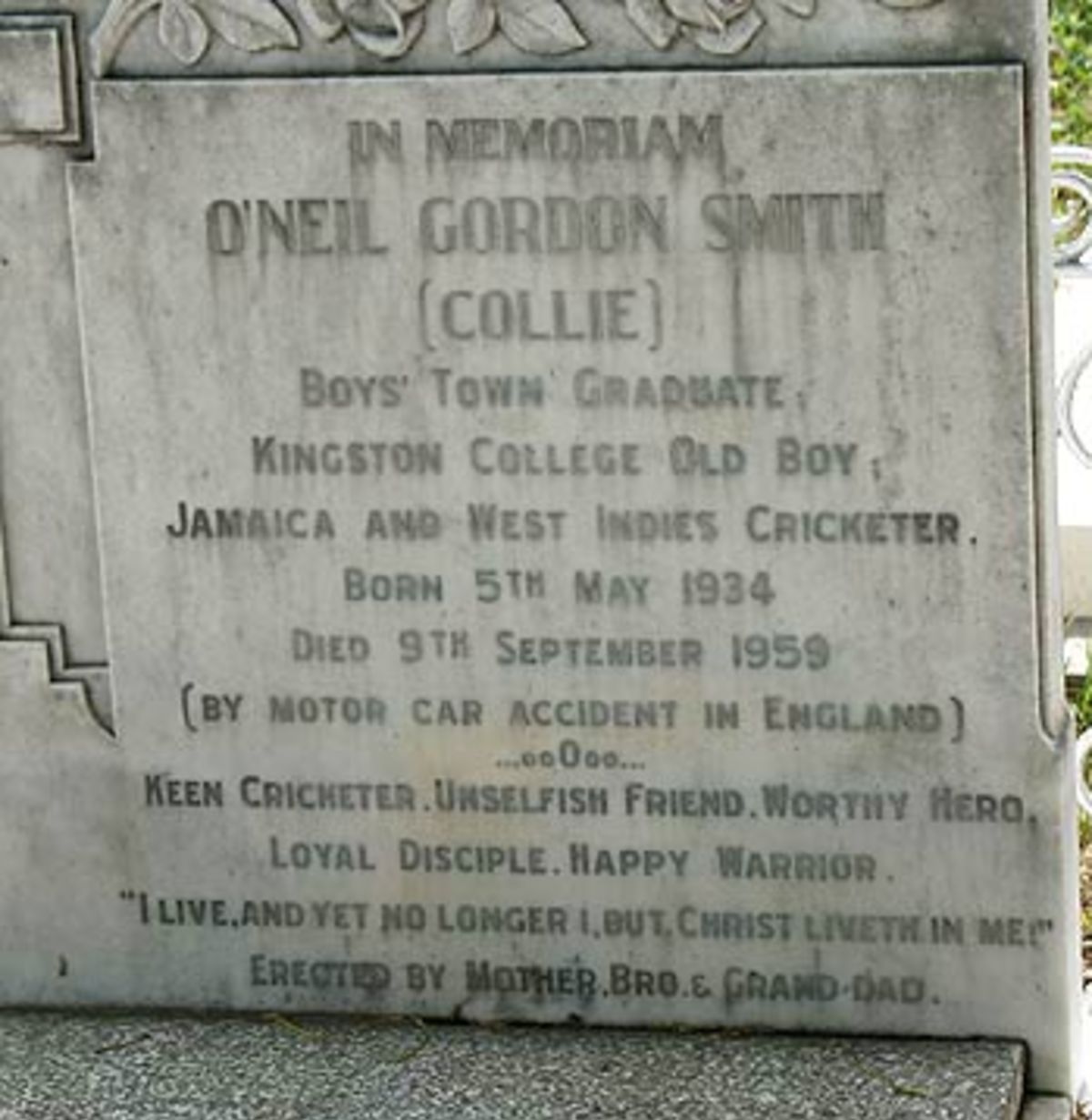 ONeill Gordon Smiths tombstone ESPNcricinfo