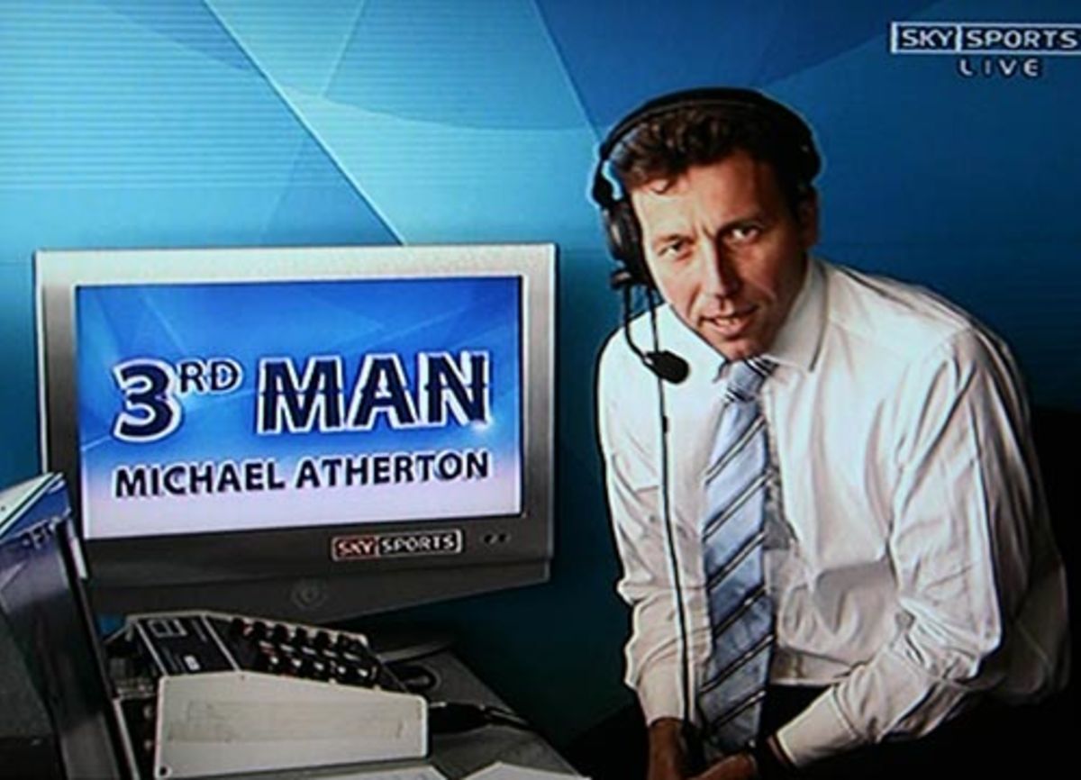 Michael Atherton in the Sky Sports commentary box