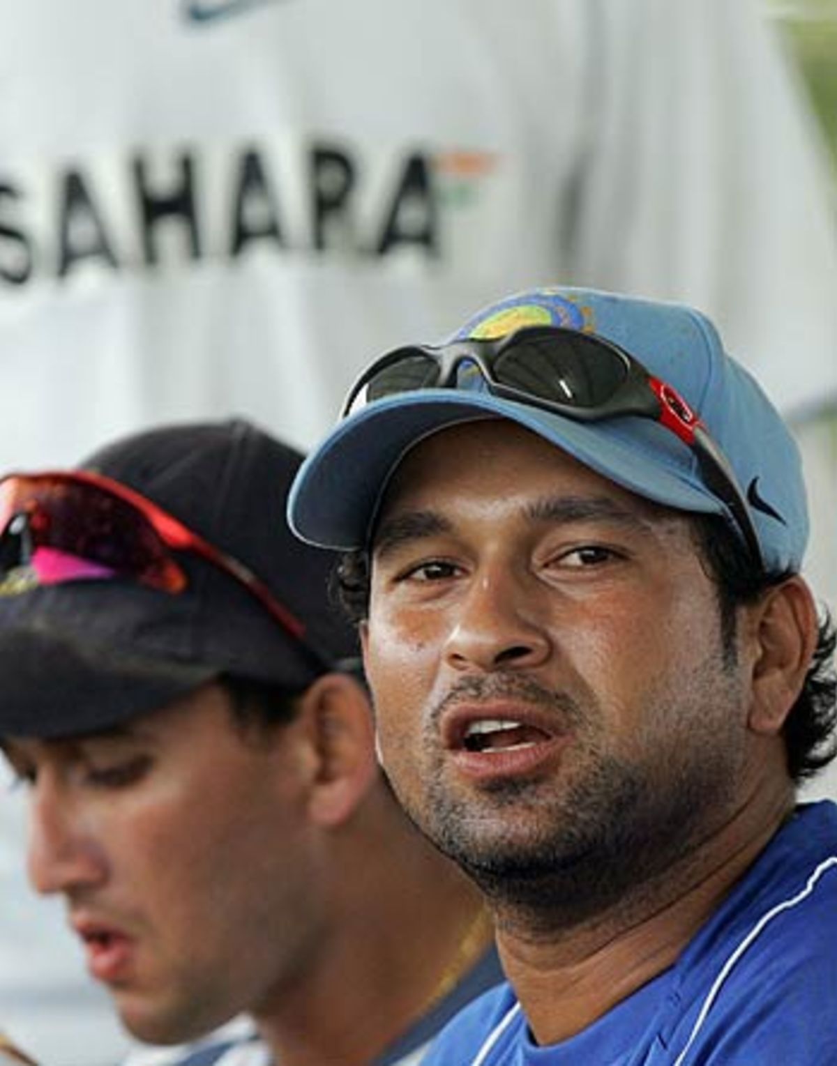 Sachin Tendulkar Takes A Break During Practice 