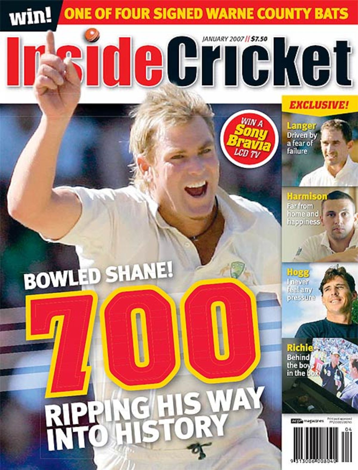 The cover of Inside Cricket, January 2006 edition