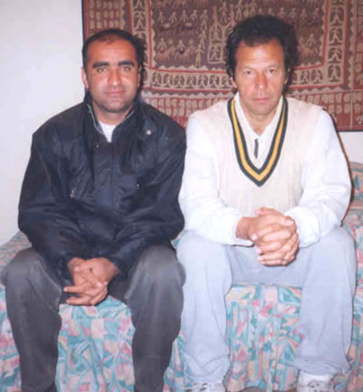 Taj Malik, Afghanistan Coach with Imran Khan during Afghan team tour to Pakistan to play the Cornelius Trophy matches in Pakistan, Jan - Mar 2003
