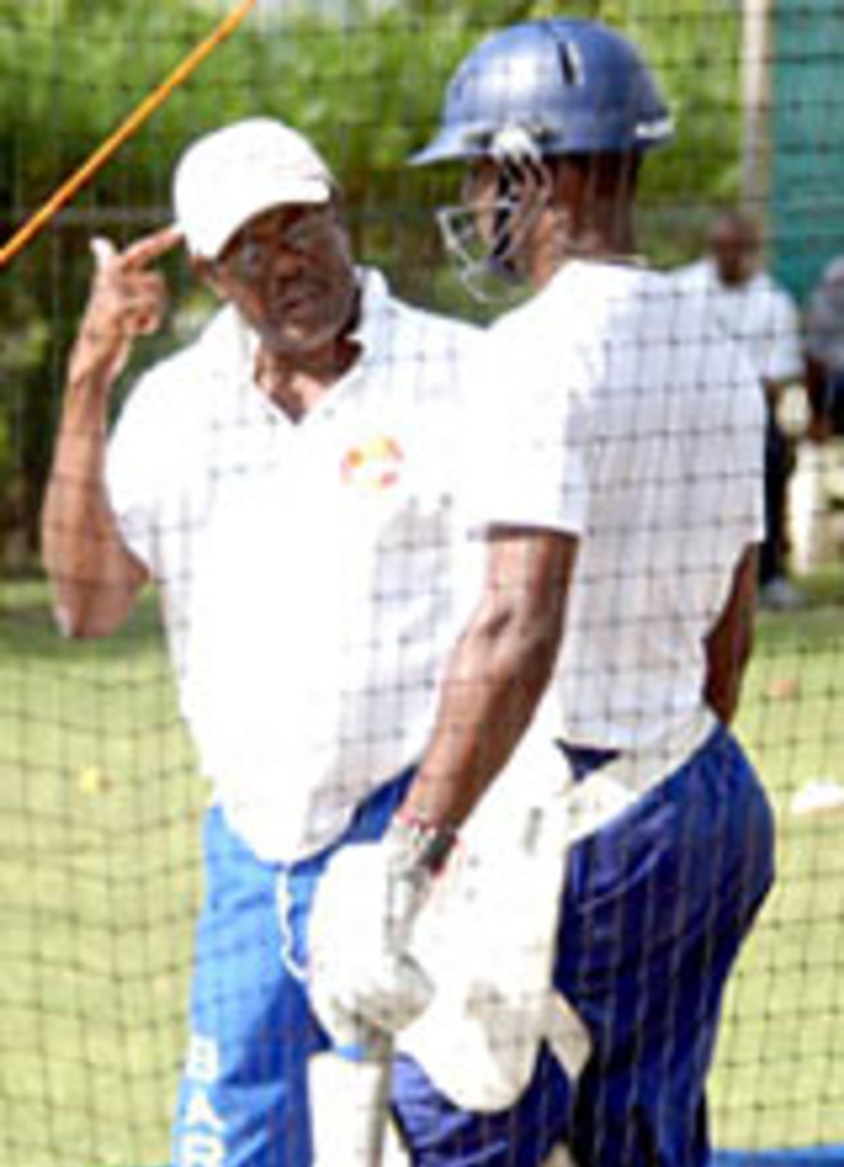 Cricket legend Seymour Nurse oversees a net session at Yorkshire Sports