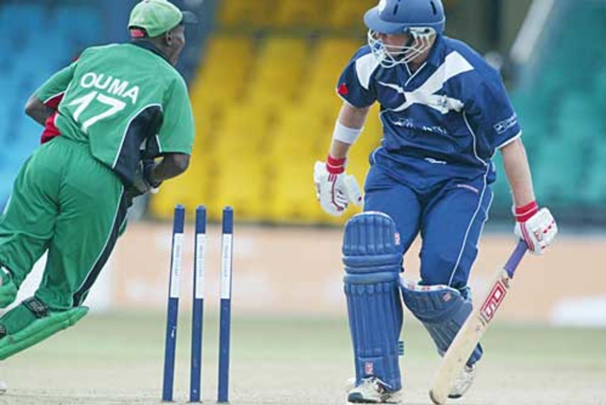 Neil McCallum is run out from silly point