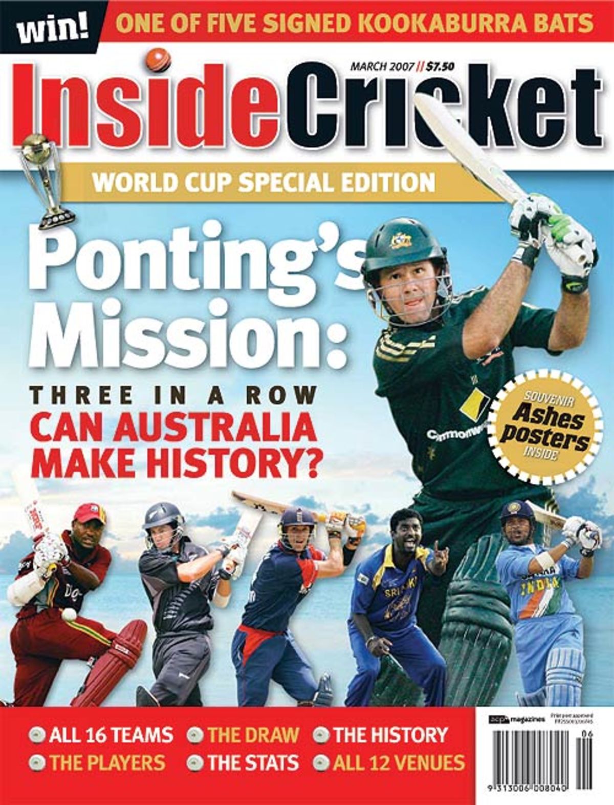 The cover of Inside Cricket, March 2007, World Cup special edition