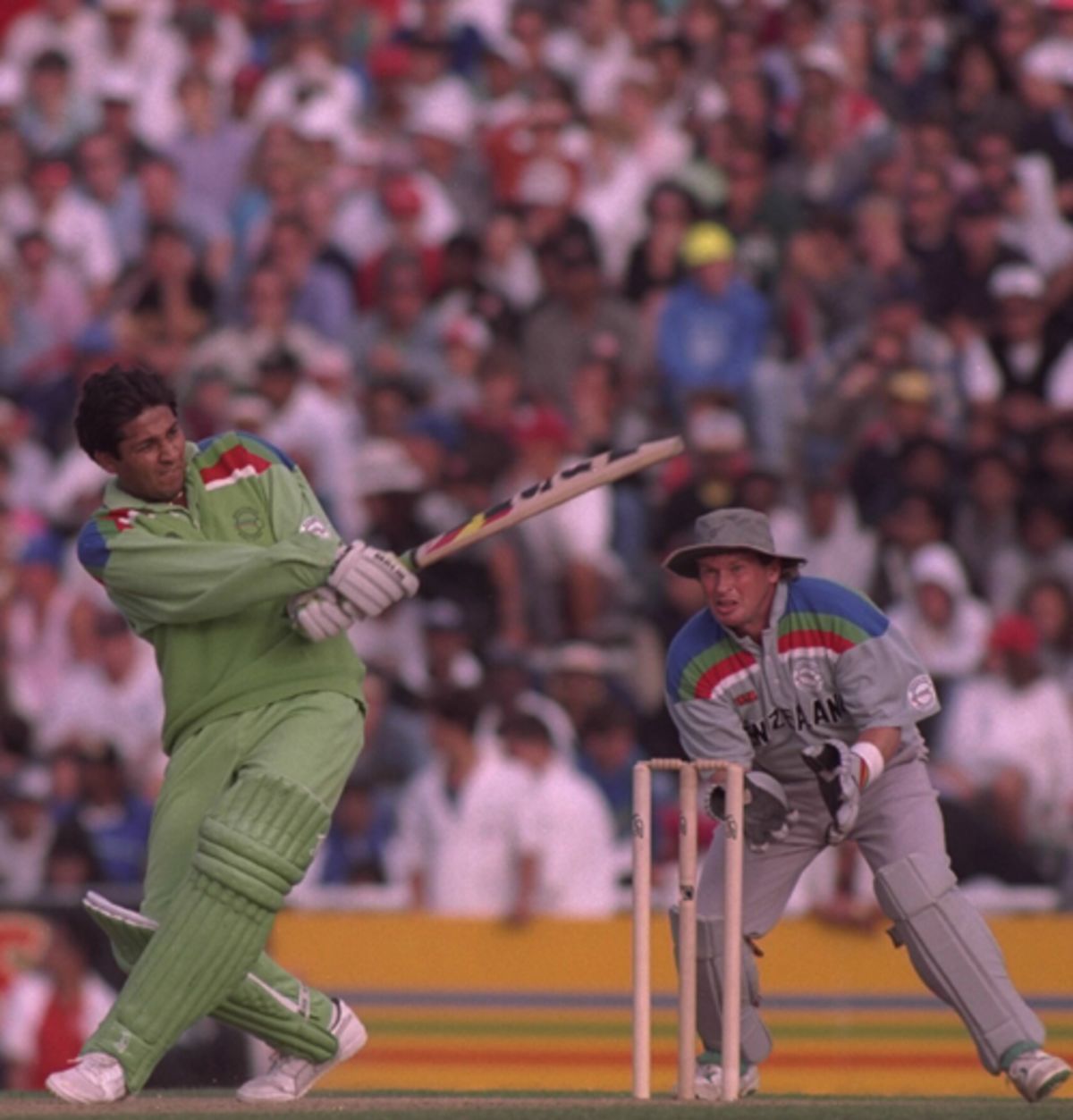 Javed Miandad Celebrates The Semi Final Win Espncricinfo Com