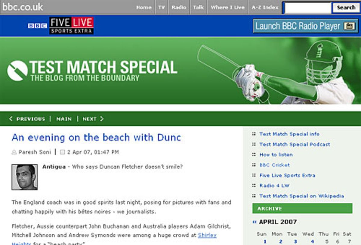 The BBCs Test Match Special blog ESPNcricinfo