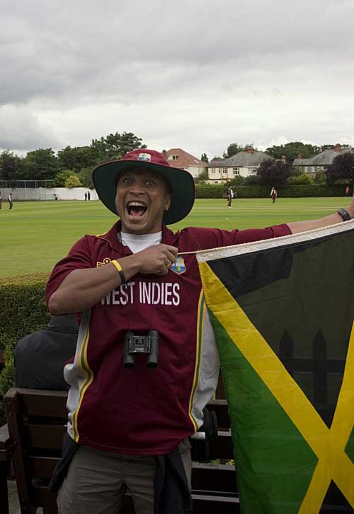 A West Indian supporter enjoys the cricket at Clontarf