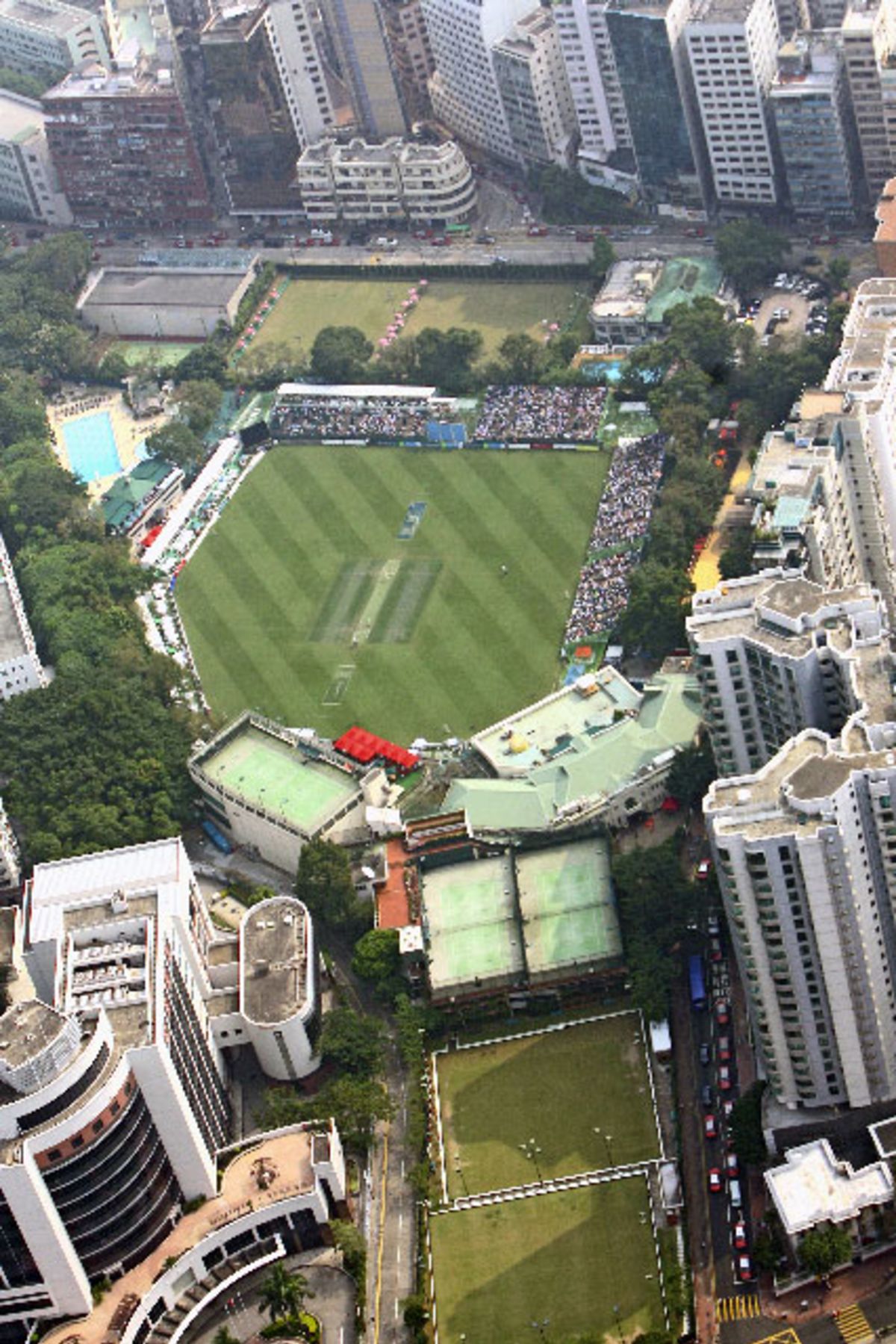 Aerial view of Kowloon Cricket Club during the 2007 Cathay Pacific