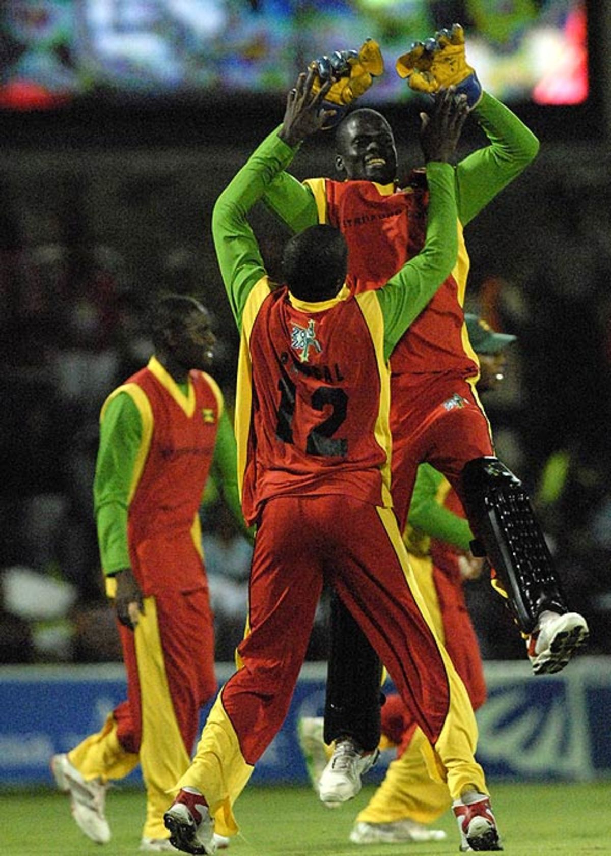 Nelon Pascal and Andre Fletcher celebrate a strike
