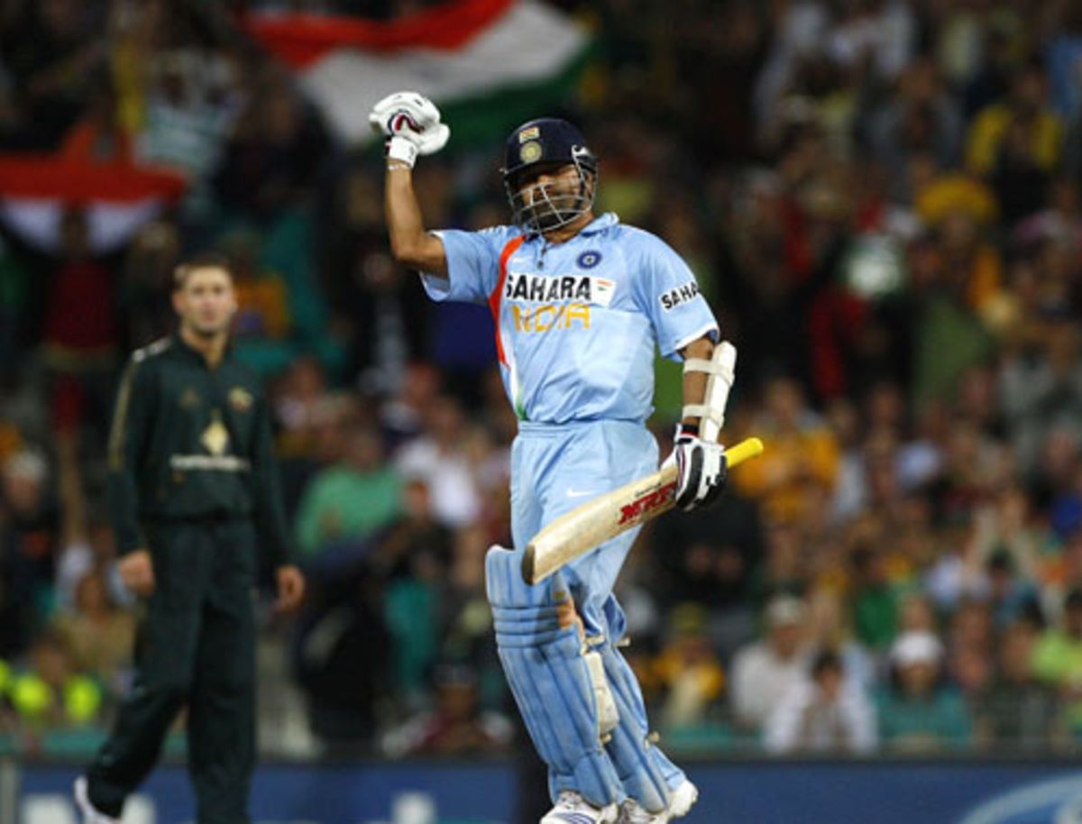 Sachin Tendulkar savours his first ODI century in Australia, Australia v India, CB Series, 1st final, Sydney, March 2, 2008