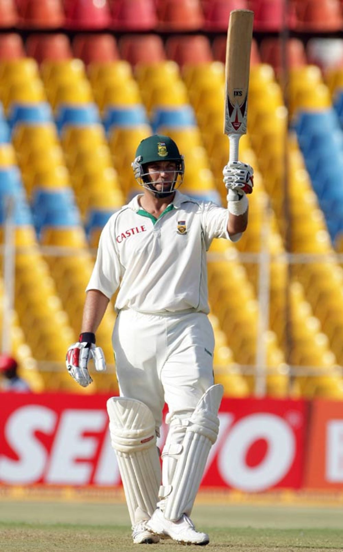 Jacques Kallis drives on his way to an unbeaten 60