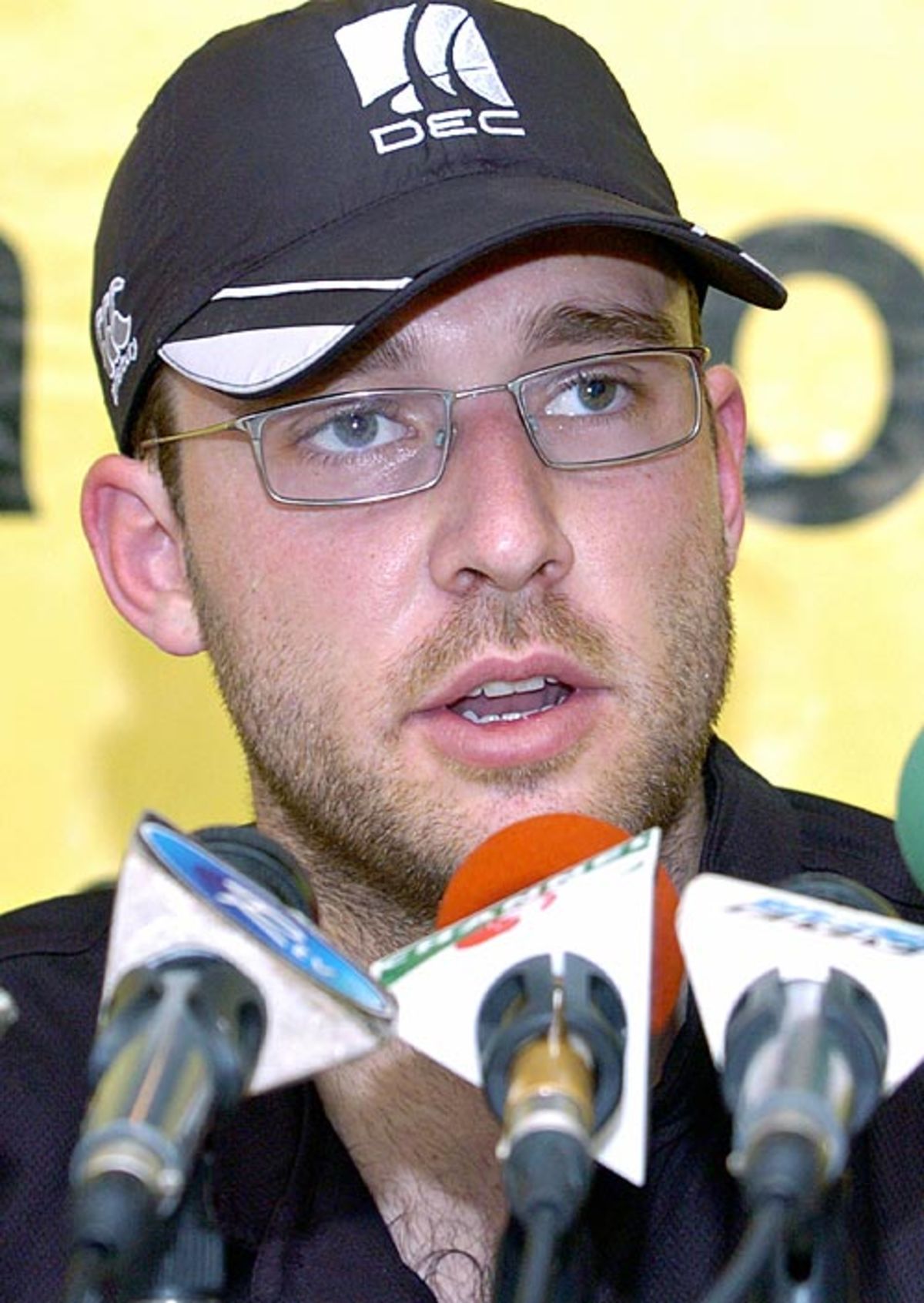Daniel Vettori speaks at a press conference
