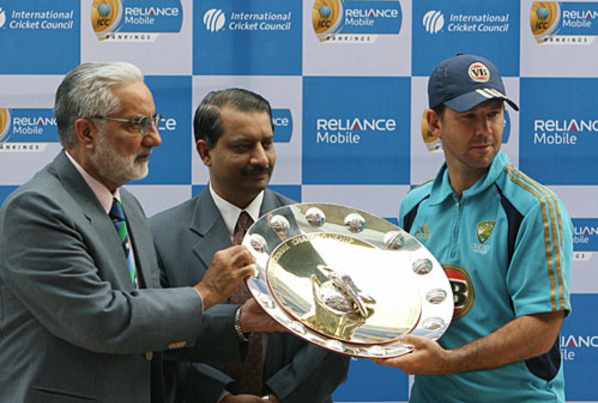 IS Bindra hands the ICC ODI Championship shield to Ricky Ponting ...