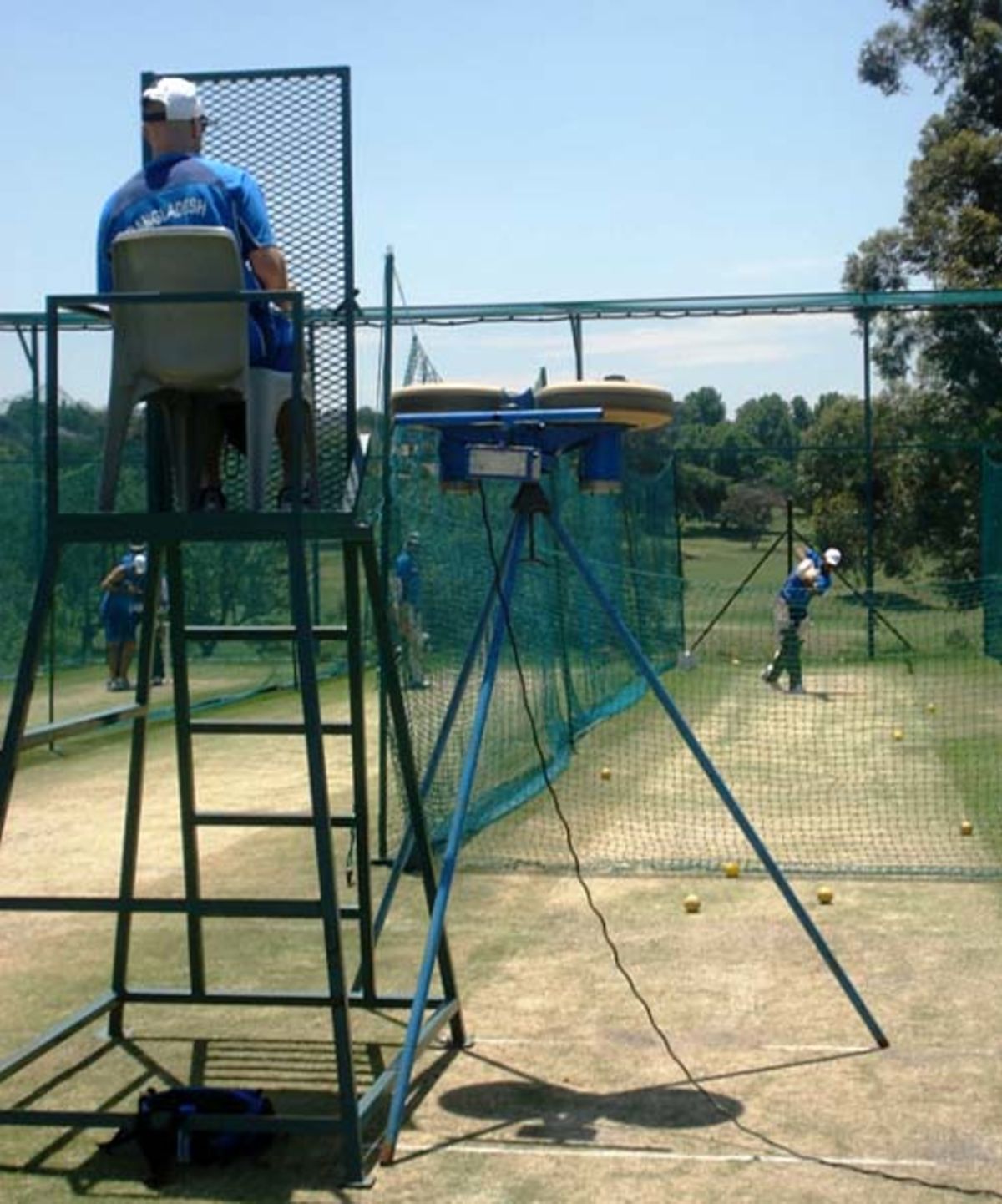 Tamim Iqbal practises against the bowling machine