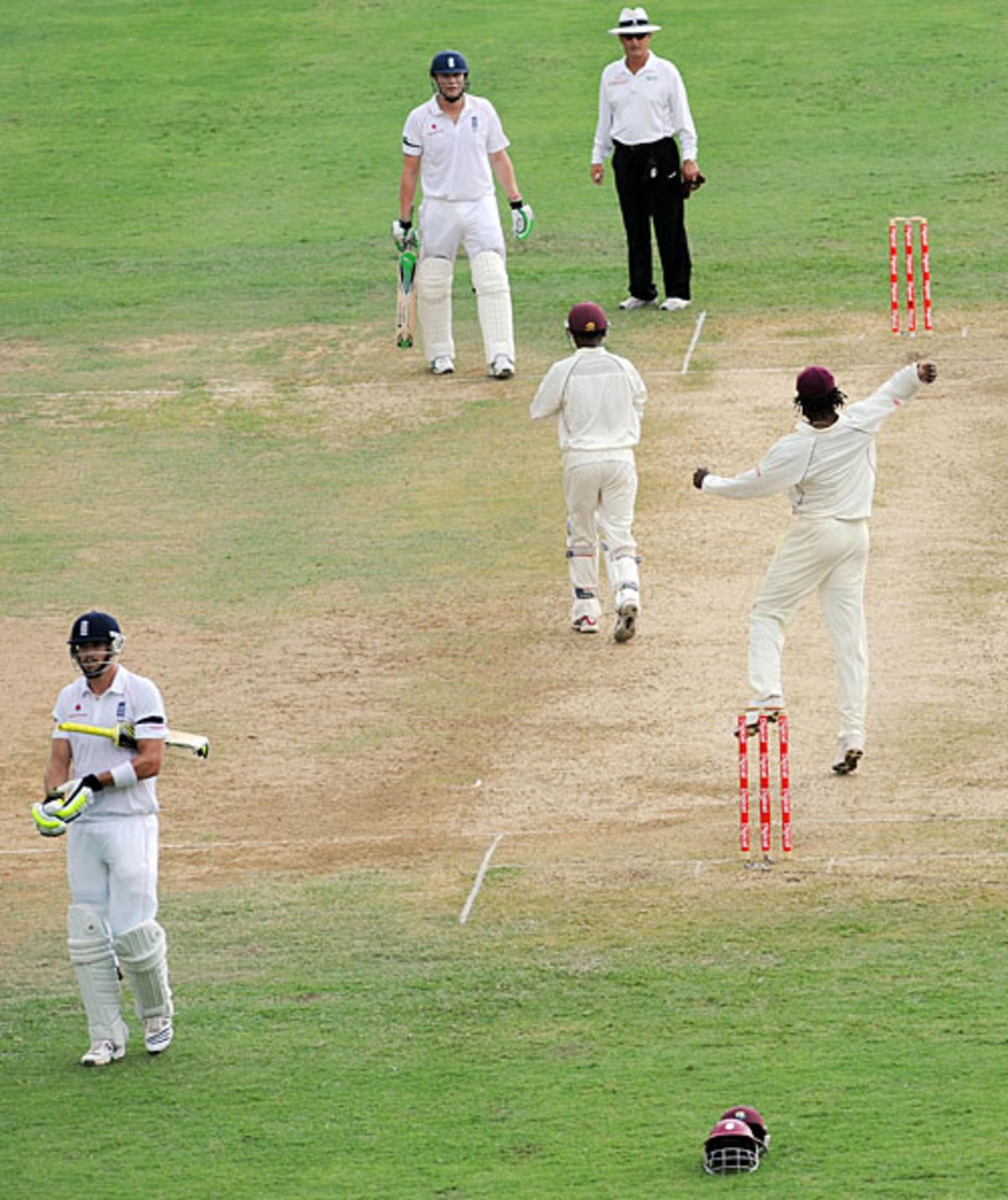 West Indies celebrate Kevin Pietersen's dismissal