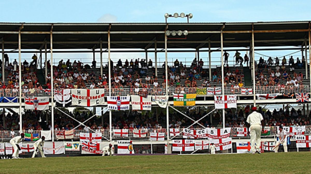 A packed stand of English supporters at the Antigua Recreation Ground, West Indies v England, 3rd Test, Antigua, February 16, 2009