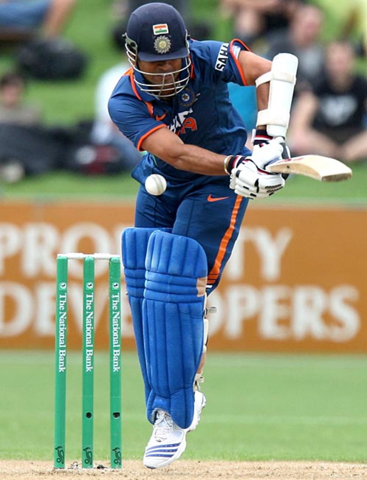 Sachin Tendulkar plays off the back foot Sachin Tendulkar plays off the back foot