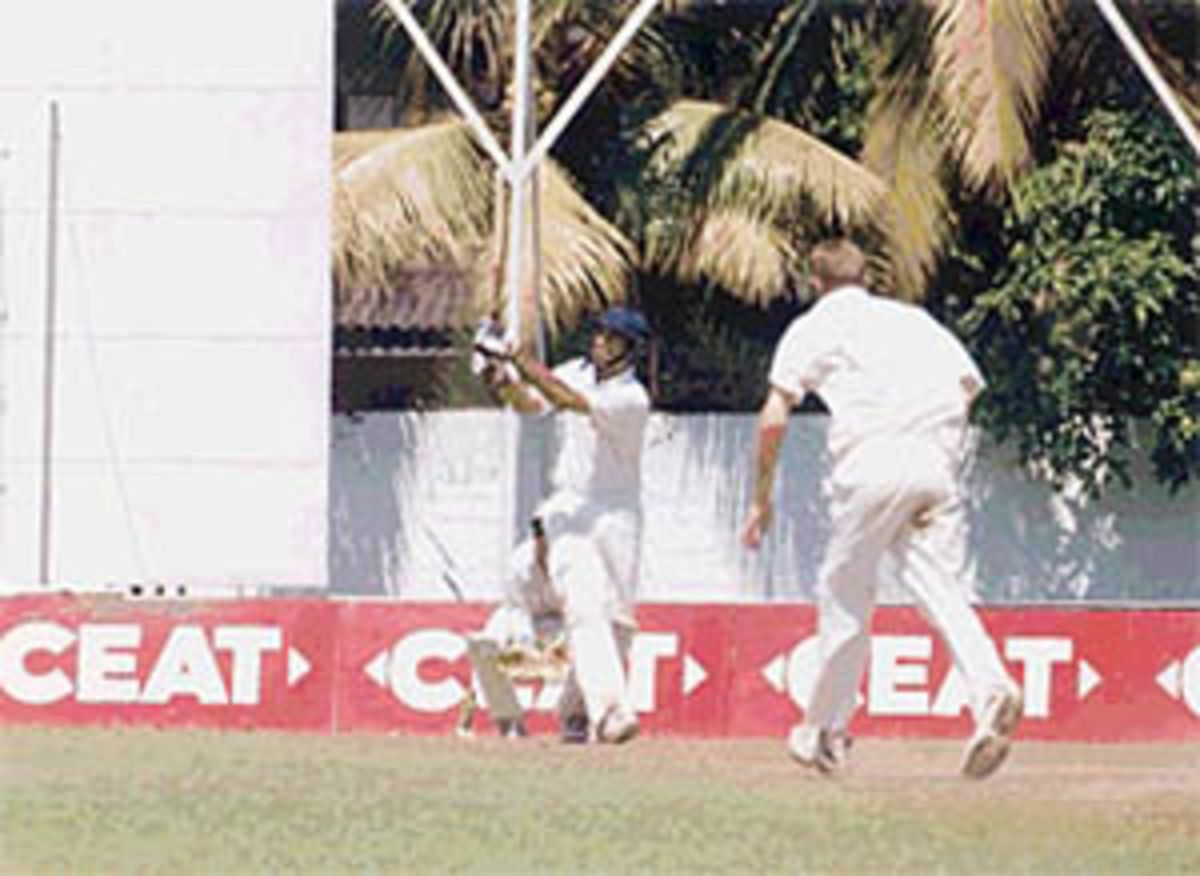 Yuvraj Singh hosting the ball through the mid wicket for a mighty six, Australia Under-19s v India Under-19s, India U-19 World Cup, 2nd Semi Final, 25 Jan 2000