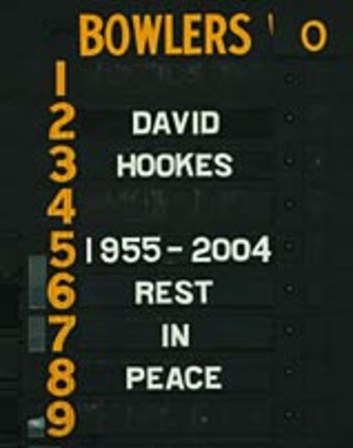 The scoreboard pays tribute during the funeral of David Hookes ...