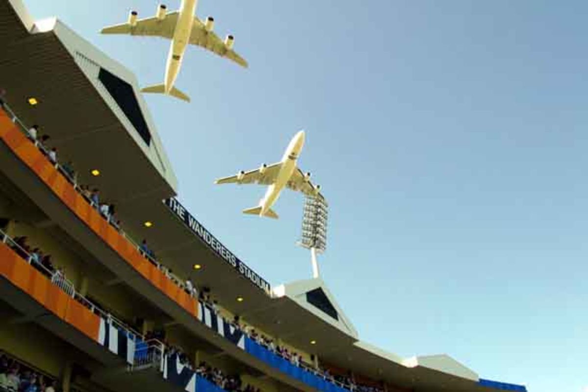 South African Airlines fly over The Wanderers