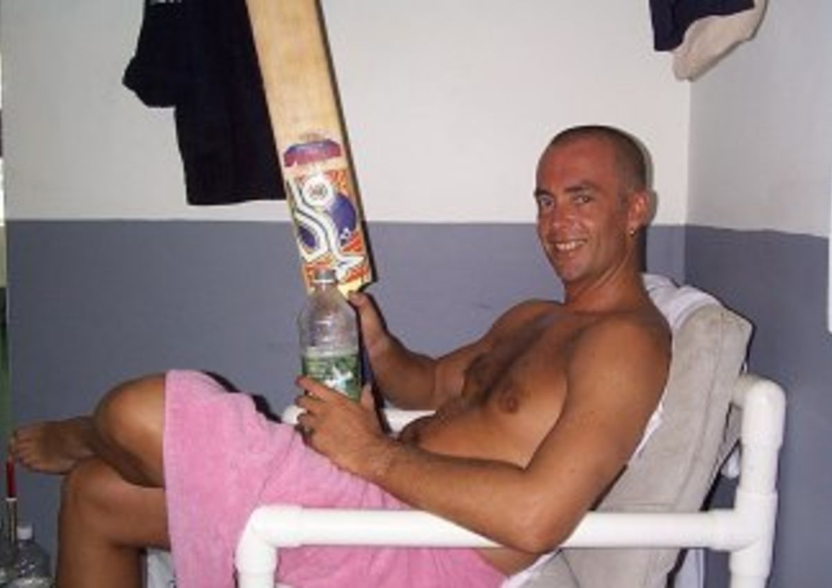 Colin Miller after his first innings 42, West Indies v Australia, 4th Test. April 4, 1999.