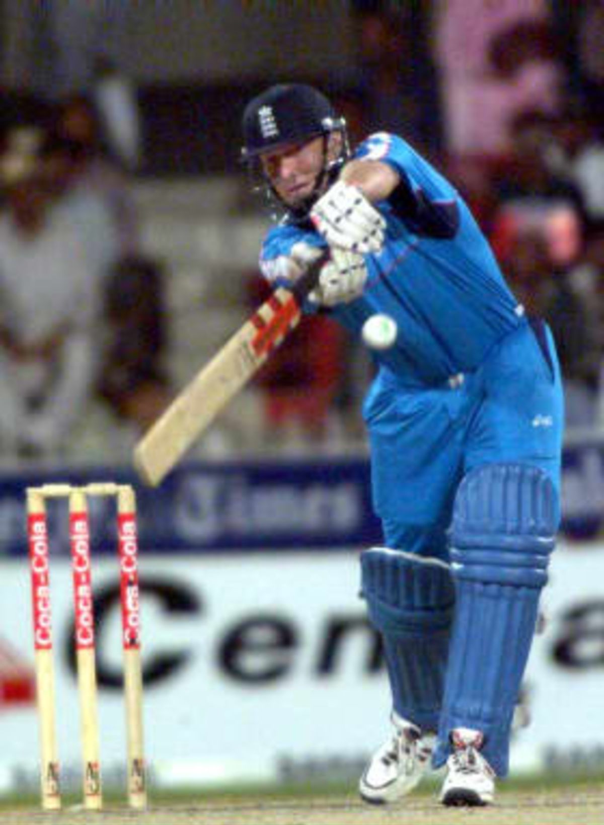 England's Vincent Wells batting in the 4th match of the Pepsi Cup against India played in Sharjah, U.A.E. on 11th April 1999.
