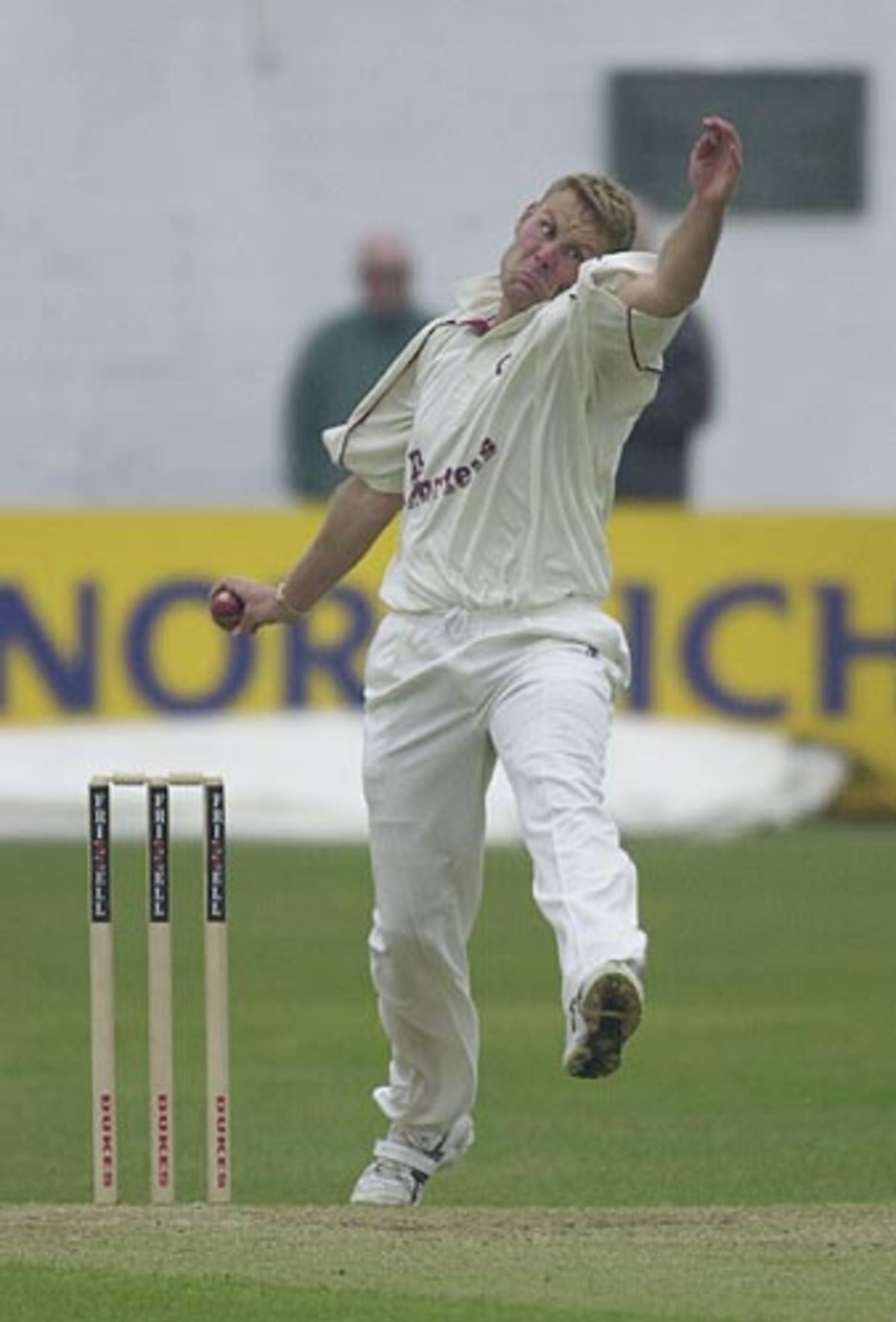 Kevin Dean of Derbyshire in a fine bowling action